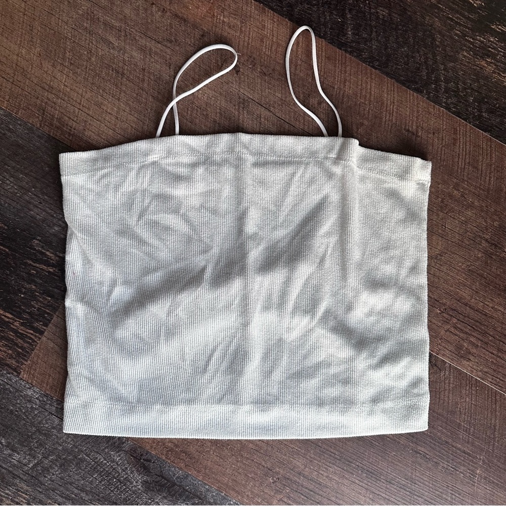 American Eagle Outfitters White Ribbed Knit Camisole with Slim Straps